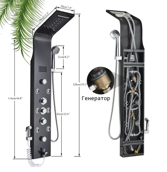 Гидромассажная Душевая Панель из Нержавеющей Стали Southlife Novo D'Oro. Цвет - Золото Мат 09