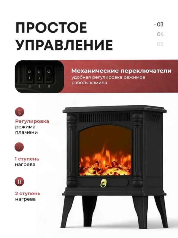 Камин электрический напольный, электрокамин с обогревом